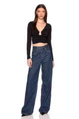 angle wire gathered long sleeve top