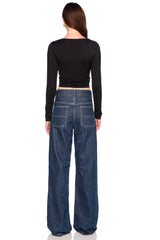 angle wire gathered long sleeve top