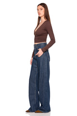 angle wire gathered long sleeve top