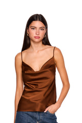 satin cowl string top