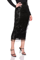 fringe midi skirt