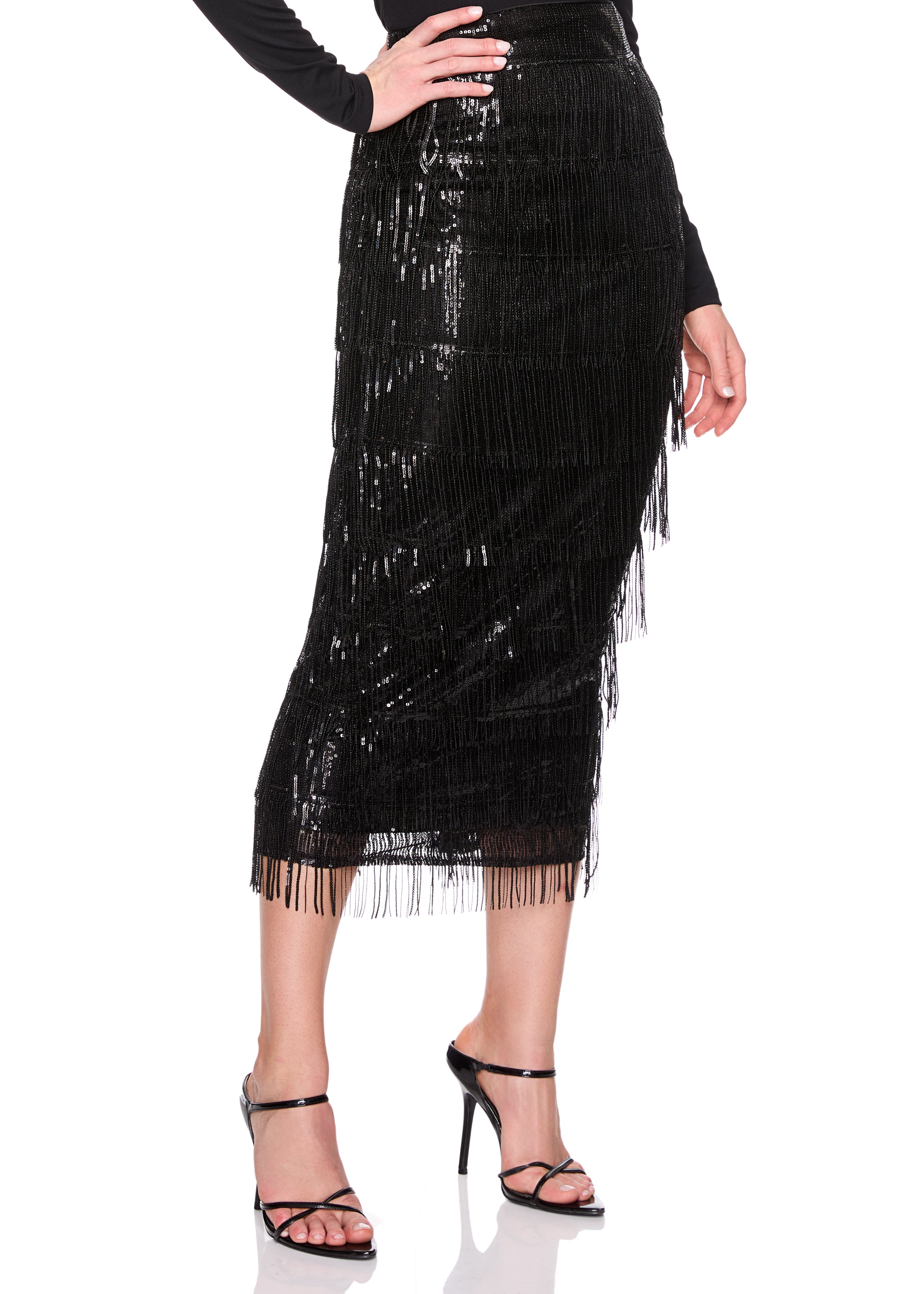 fringe midi skirt
