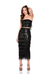 fringe midi skirt