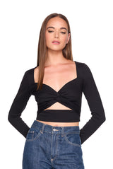 twisted front long sleeve top