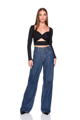 twisted front long sleeve top