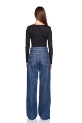 twisted front long sleeve top