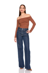 off shoulder long sleeve top