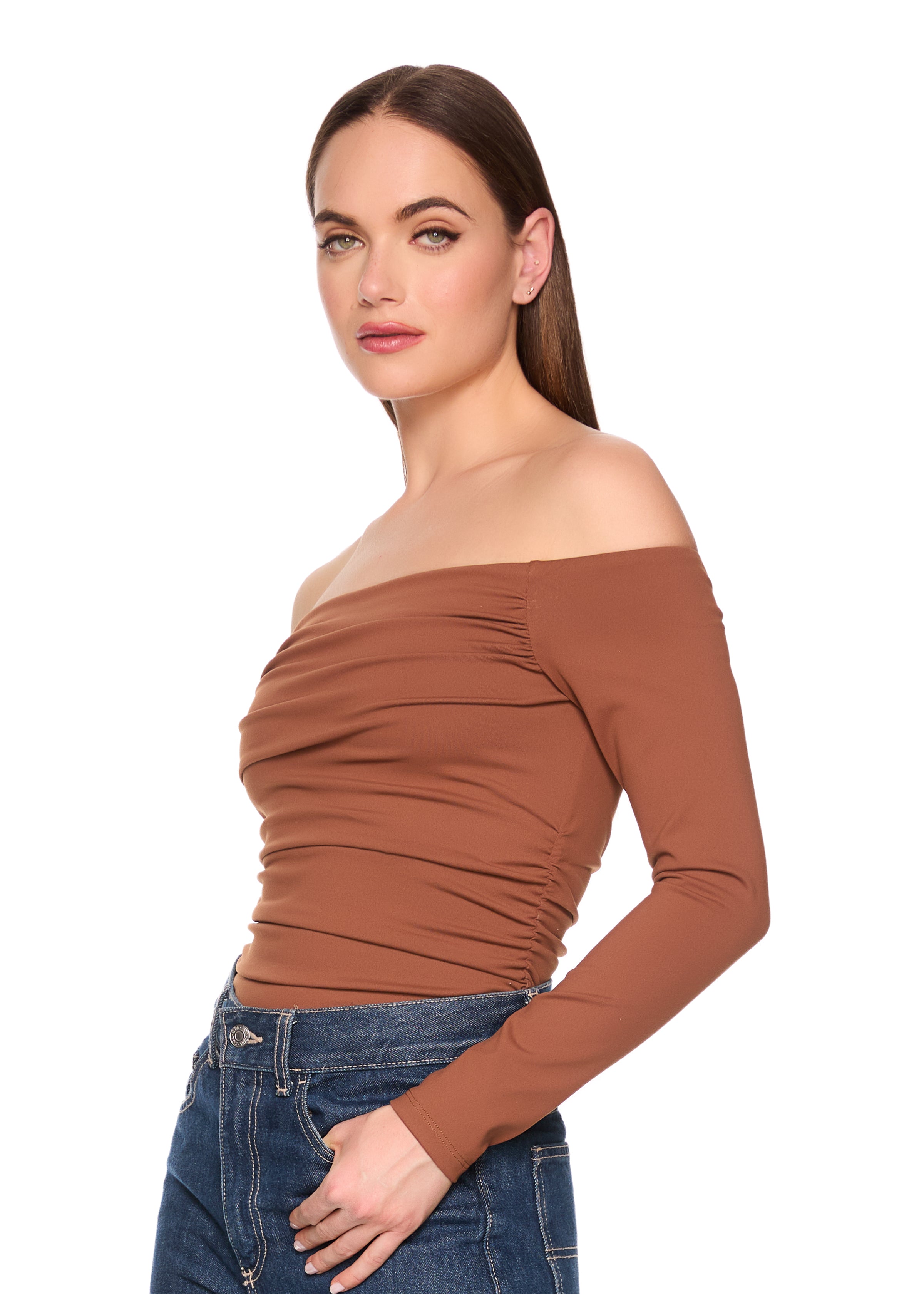 off shoulder long sleeve top