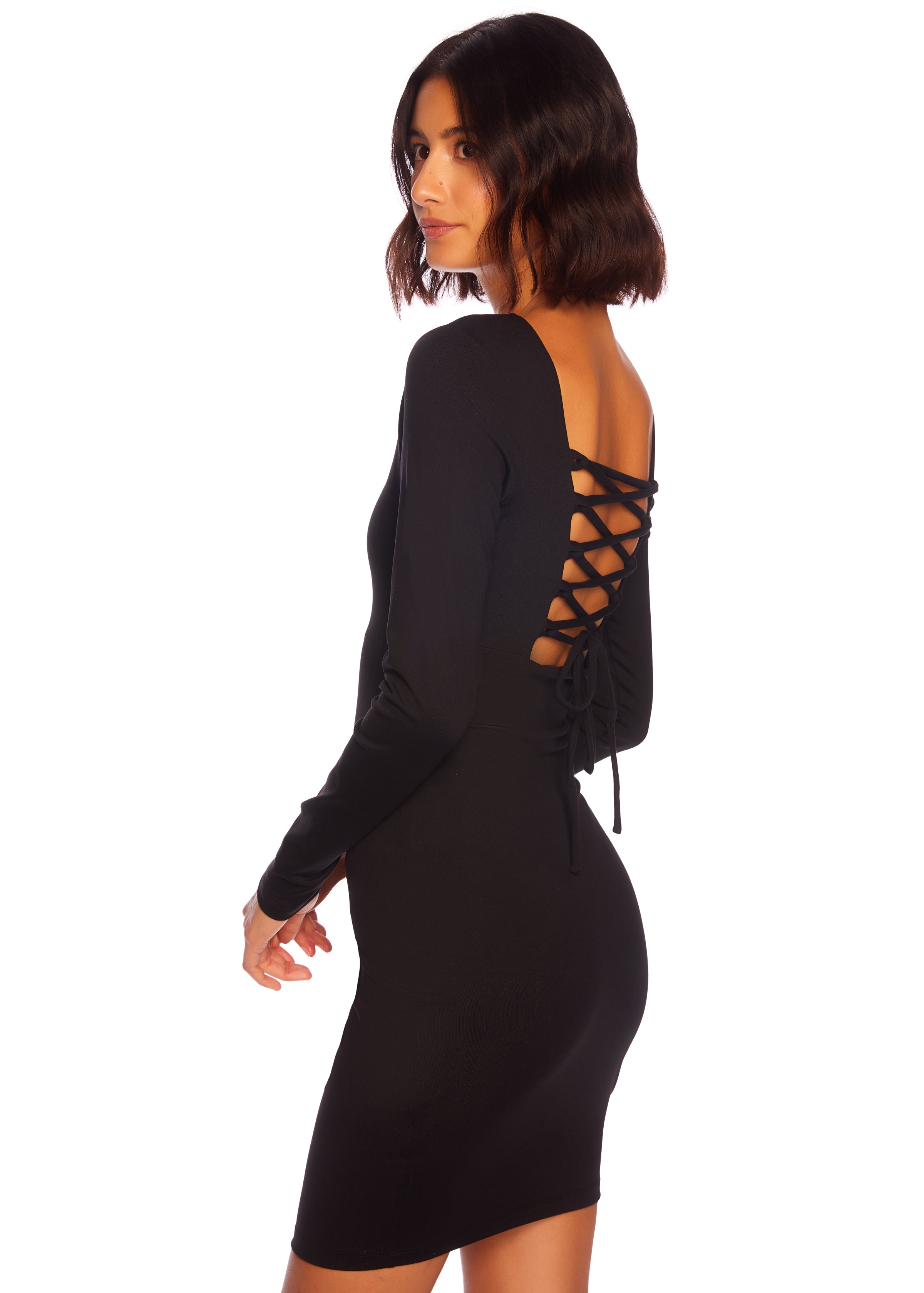 crossback long sleeve dress