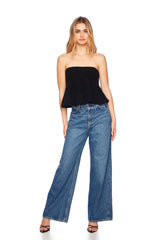 strapless flare sweater top