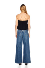 strapless flare sweater top