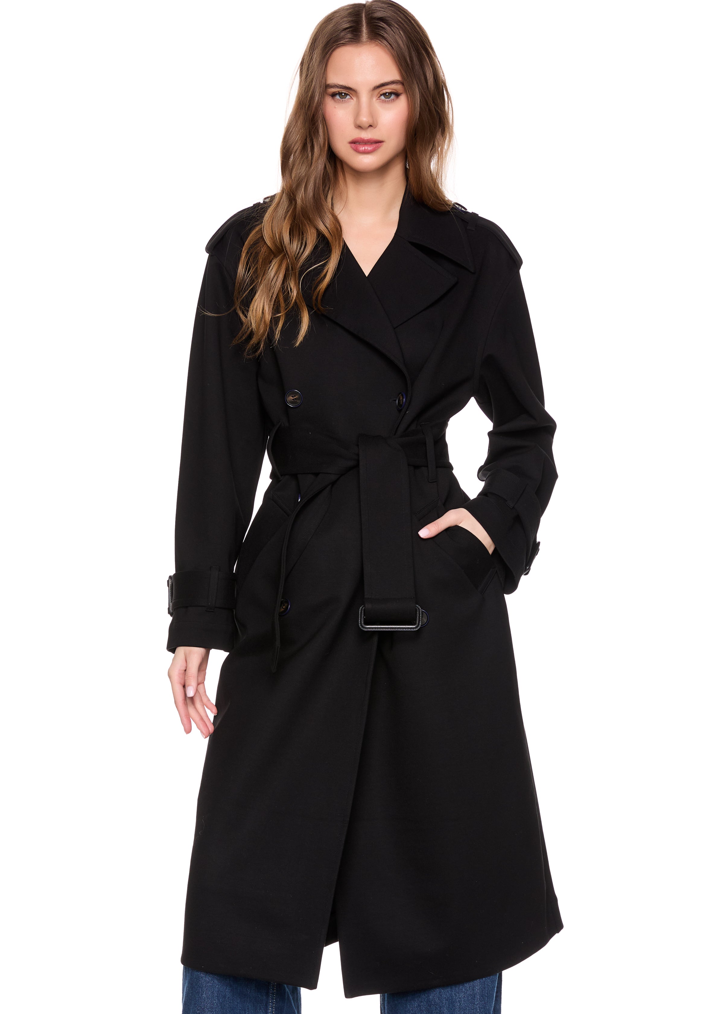 ponte trench coat black