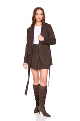 ponte patch pocket tie jacket java