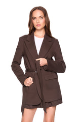 ponte patch pocket tie jacket java