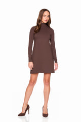 mock neck long sleeve shift dress
