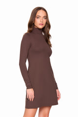 mock neck long sleeve shift dress