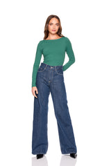 scoop back long sleeve top