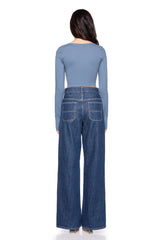 scoop front long sleeve top with thumbholes