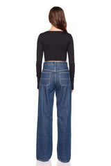 scoop front long sleeve top with thumbholes