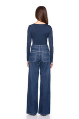 diagonal front long sleeve top