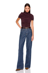 mock neck overlay gathered top