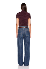 mock neck overlay gathered top