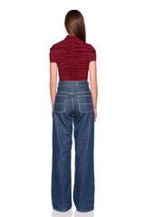 mock neck overlay gathered top