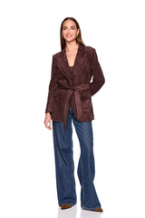 faux suede patch pocket jacket