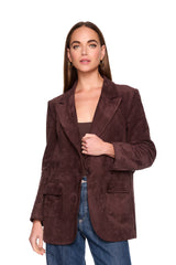 faux suede patch pocket jacket