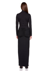 mock long sleeve slit front dress
