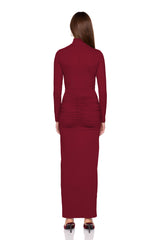 mock long sleeve slit front dress