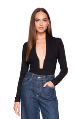 low wire gathered long sleeve top