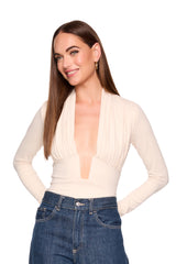low wire gathered long sleeve top