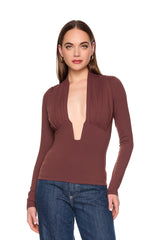 low wire gathered long sleeve top