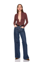 low wire gathered long sleeve top