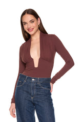low wire gathered long sleeve top