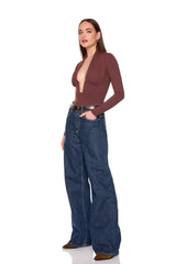 low wire gathered long sleeve top