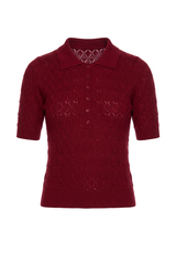 pointelle short sleeve polo