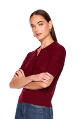 pointelle short sleeve polo