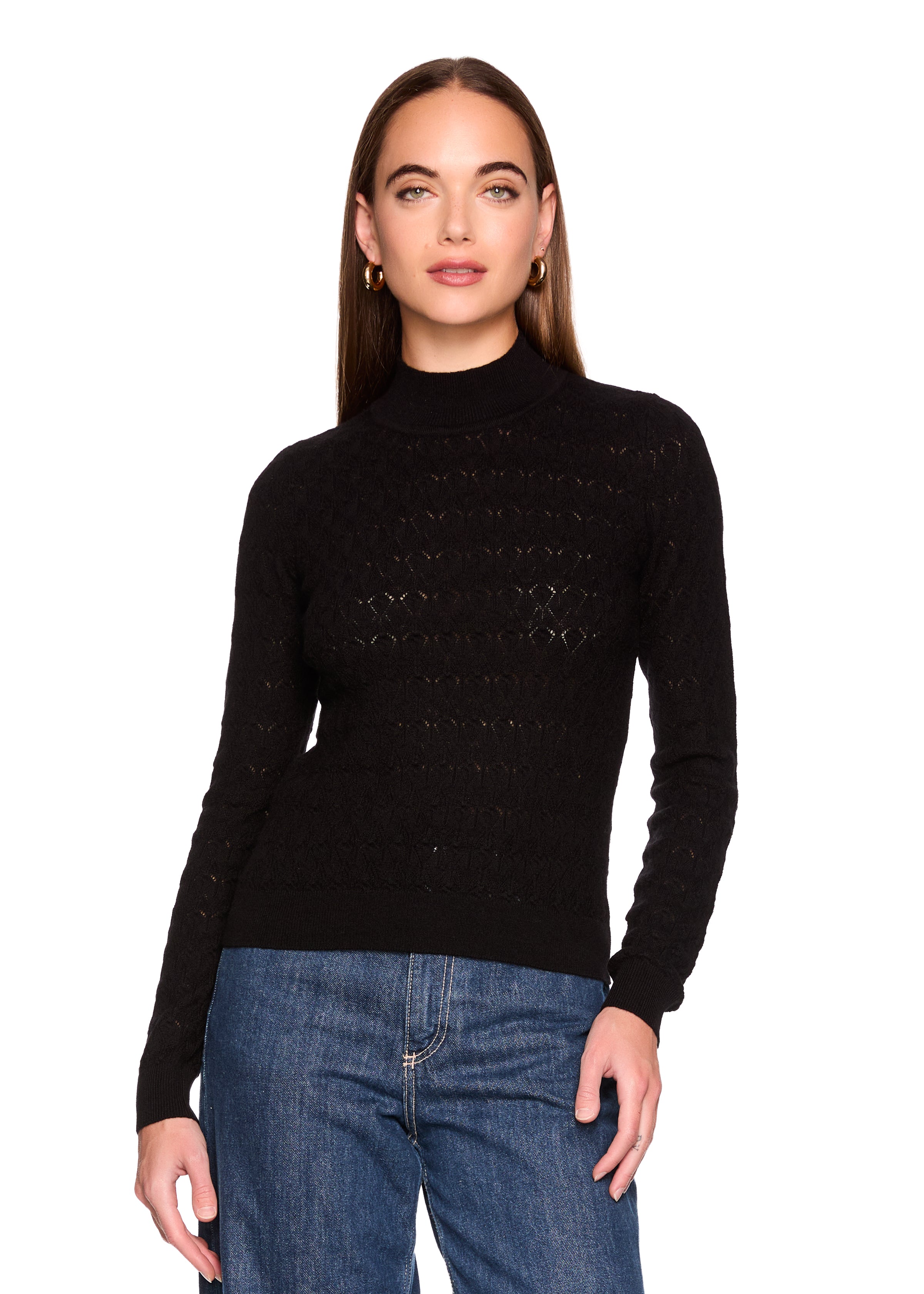 pointelle turtle neck long sleeve