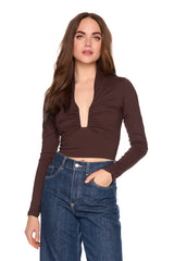 square wire long sleeve crop top