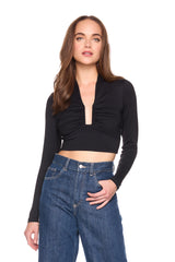 square wire long sleeve crop top
