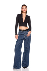 square wire long sleeve crop top
