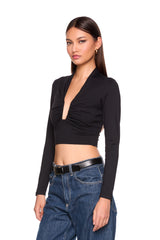 square wire long sleeve crop top