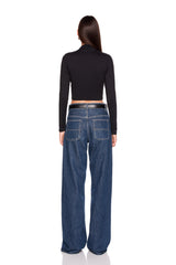 square wire long sleeve crop top