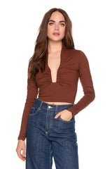 square wire long sleeve crop top