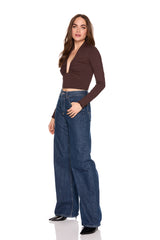 square wire long sleeve crop top