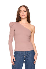 pleated one arm long sleeve top