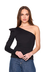 pleated one arm long sleeve top