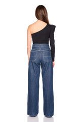 pleated one arm long sleeve top